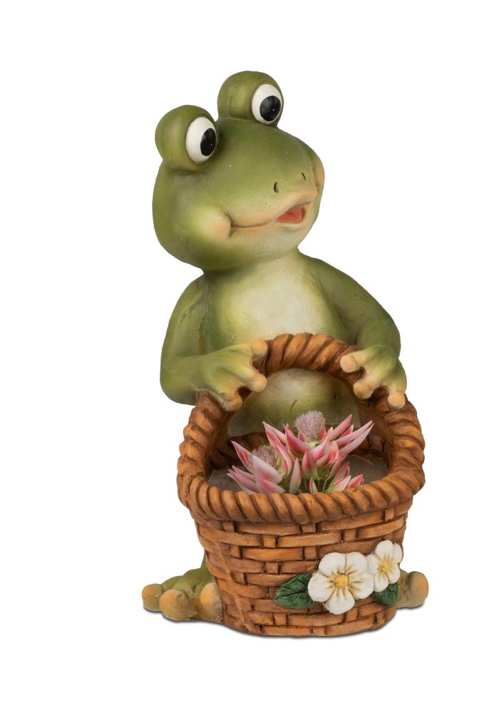 Frosch mit Korb in der Hand 43 cm - Charmante Frühlingsdeko